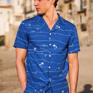 Blue Patterned Men's Shirt